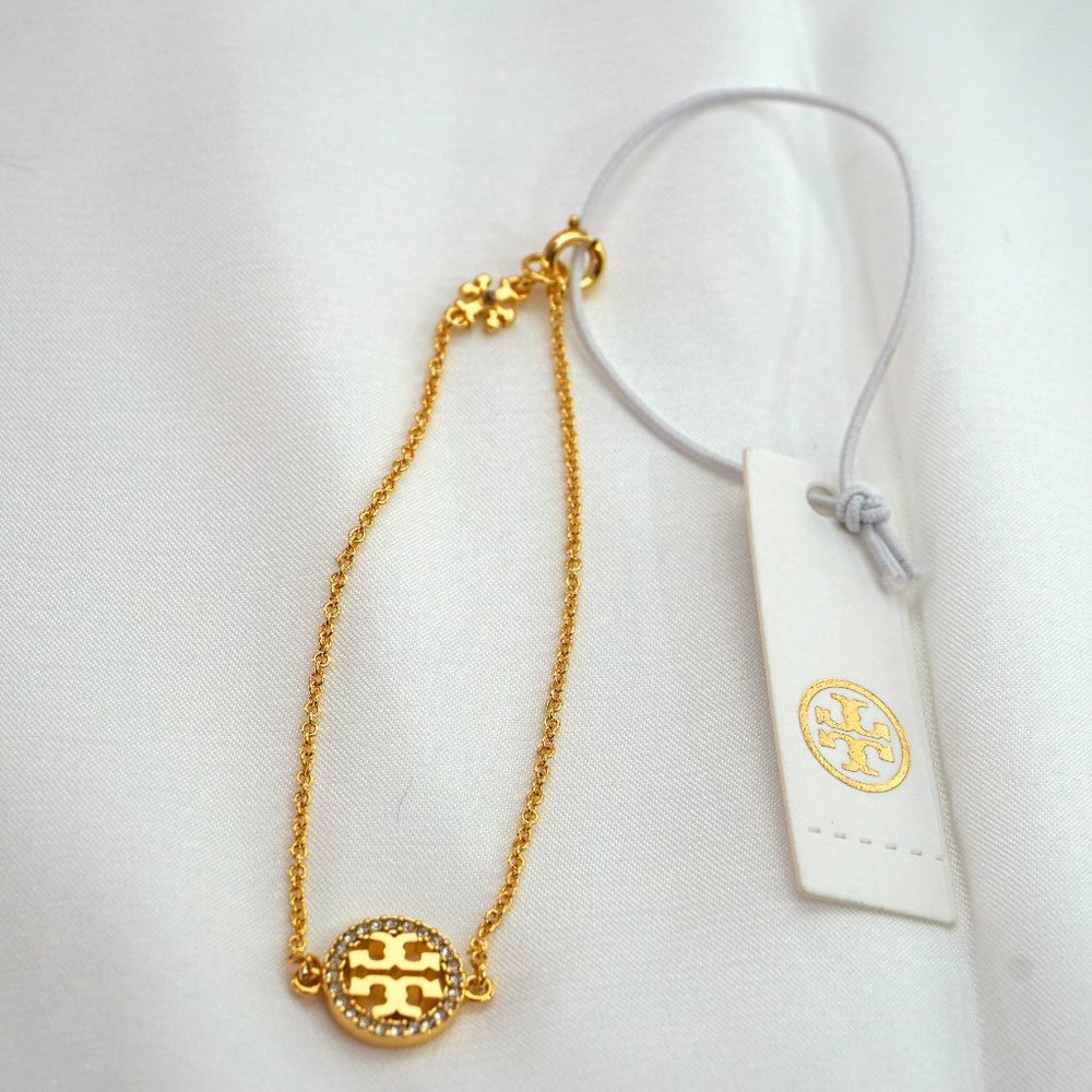 Tory Burch Miller Pavé Chain Bracelet (18K GOLD) (NWT)